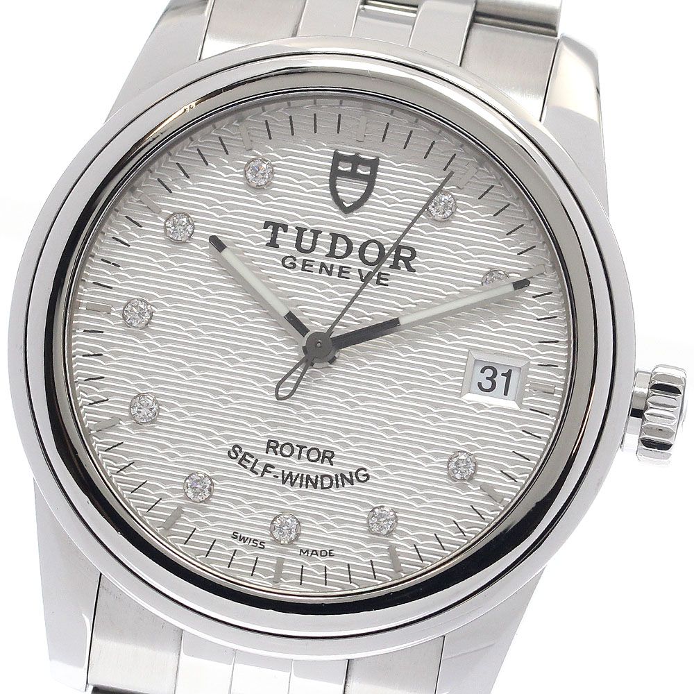 チュードル TUDOR 55000 グラマー デイト 10Pダイヤ 自動巻き メンズ 良品 保証書付き_951923