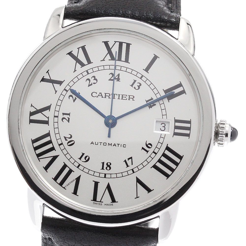 カルティエ CARTIER WSRN0022 ロンドソロ XL デイト 自動巻き メンズ 良品 保証書付き_957885
