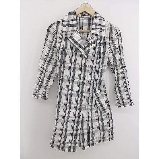 ◇ ◎ COMME CA DU MODE コムサデモード チェック 長袖 コート サイズ9 ホワイト ブラック レディース P 【中古】 【1208220014534】