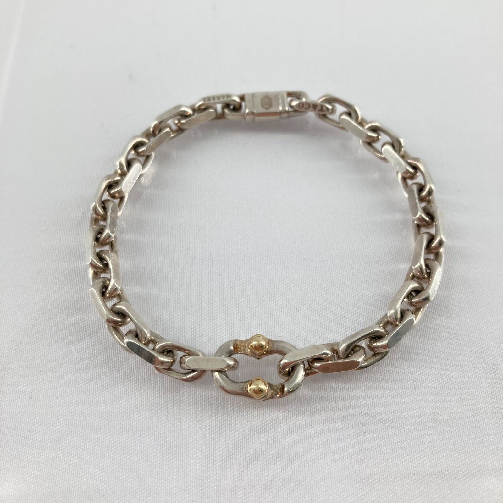 TIFFANY＆CO(ティファニー)　メイカーズ　Ag925/750　ワイドチェーンブレスレット　シルバー/ゴールド