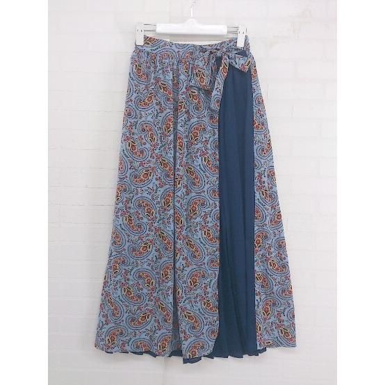 ◇ w closet ダブルクローゼット ペイズリー柄 ロング ギャザー スカート サイズM ブルー系 マルチ レディース P 【中古】 【1208230009841】