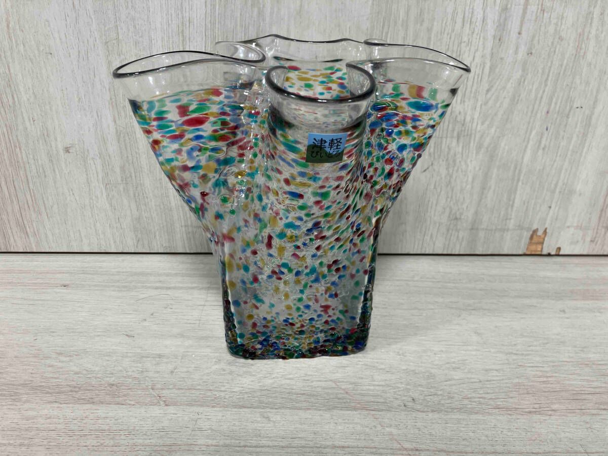 津軽びいどろ 花器 天開 フリル花器大ねぶた 津軽びいどろ 天開 フリル