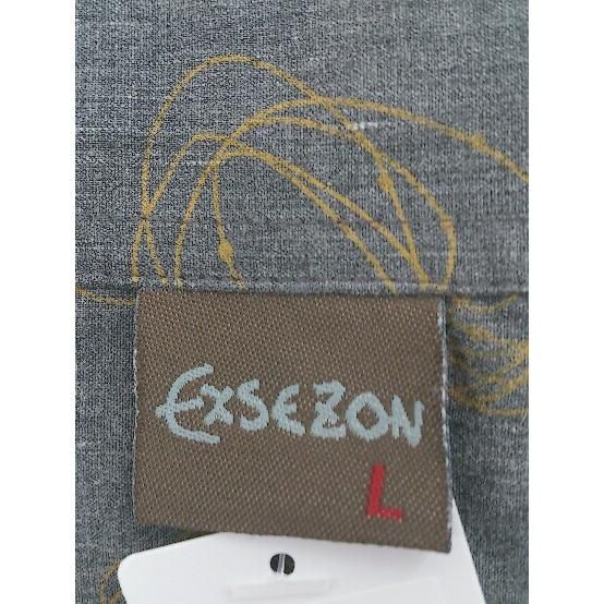 ◇ exsezon 胸ポケット グラフィック 半袖 シャツ サイズL グレー オレンジ メンズ P 【中古】 【1208240002771】