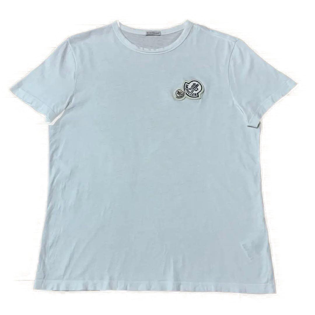 モンクレール　ダブルロゴ　ホワイト　L Tシャツ　5S462 モンクレール ダブルロゴ ホワイト L Tシャツ 5S462 新品同様 MONCLER