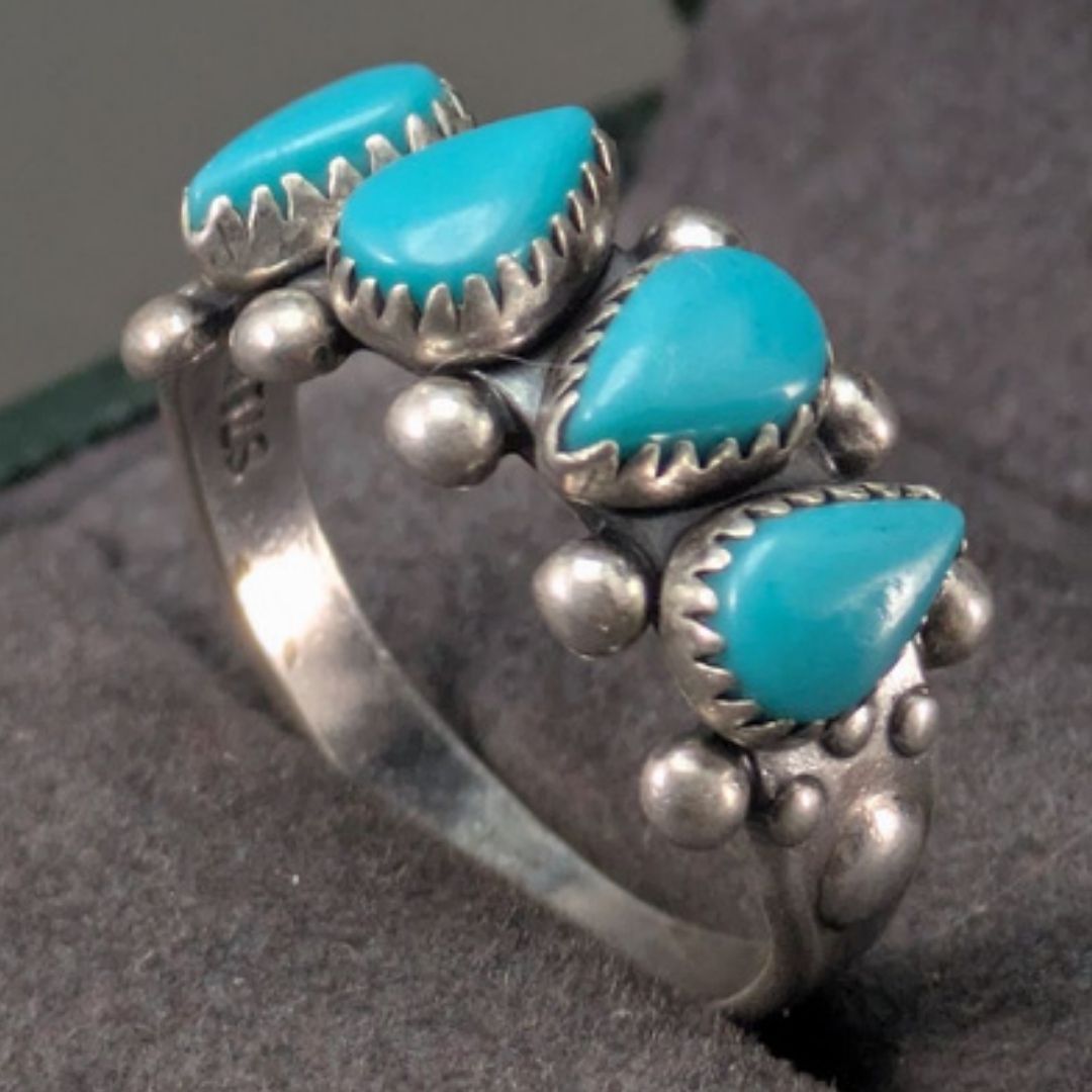 Navajo ナバホ族 ヴィンテージ スターリングシルバー925 ターコイズ 4