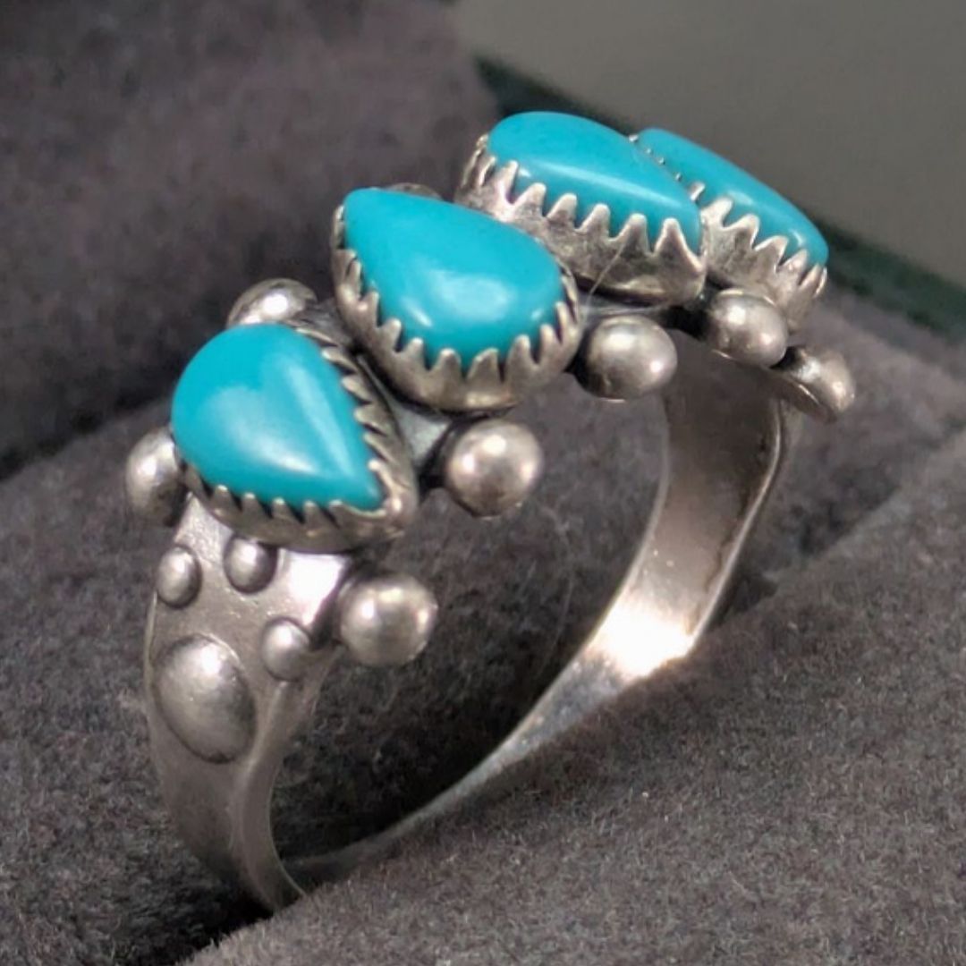 Navajo ナバホ族 ヴィンテージ スターリングシルバー925 ターコイズ 4