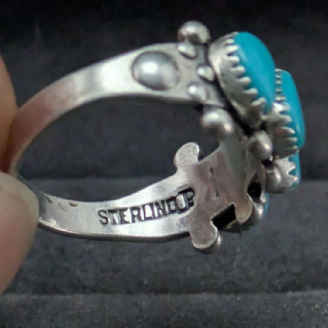Navajo ナバホ族 ヴィンテージ スターリングシルバー925 ターコイズ 4 