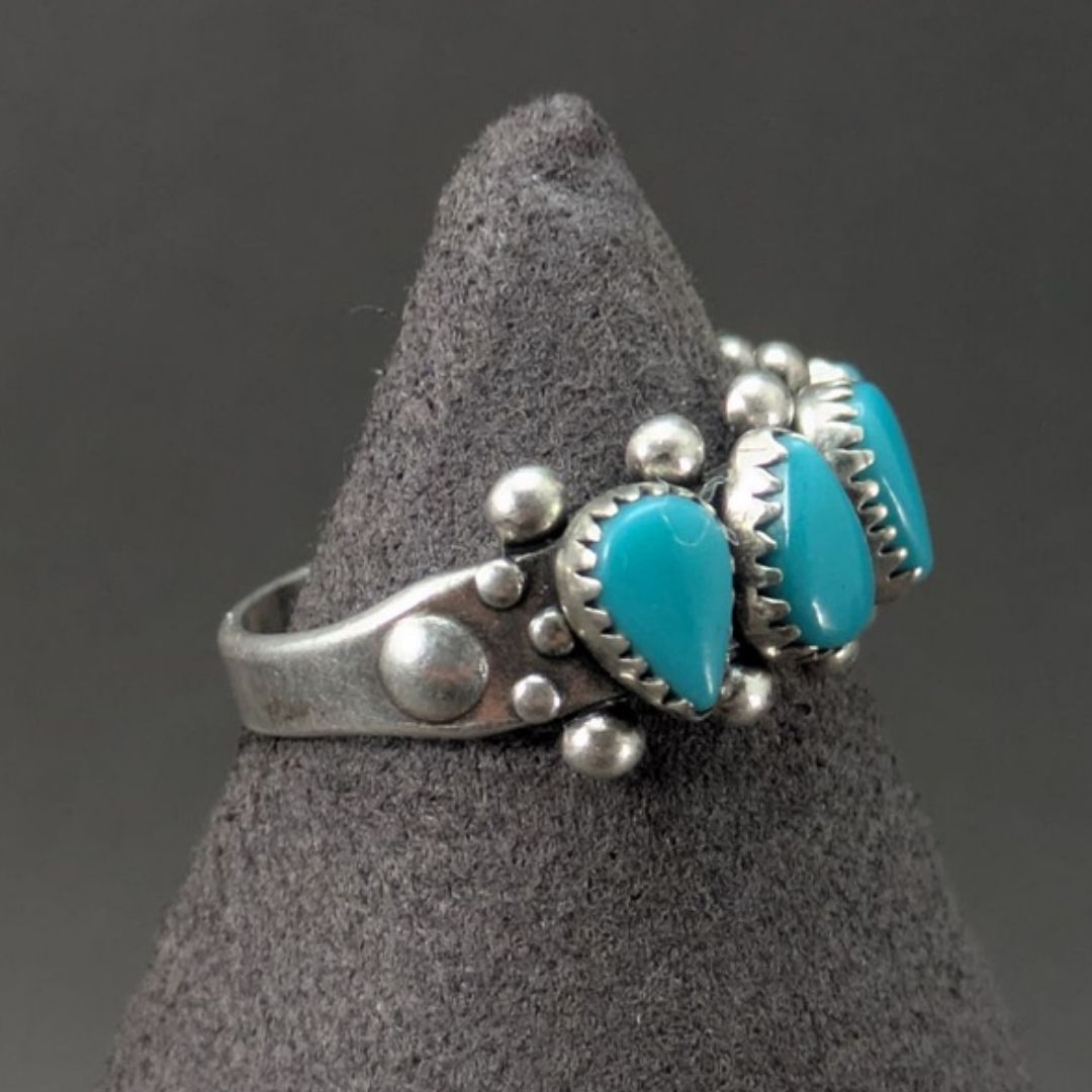 Navajo ナバホ族 ヴィンテージ スターリングシルバー925 ターコイズ 4