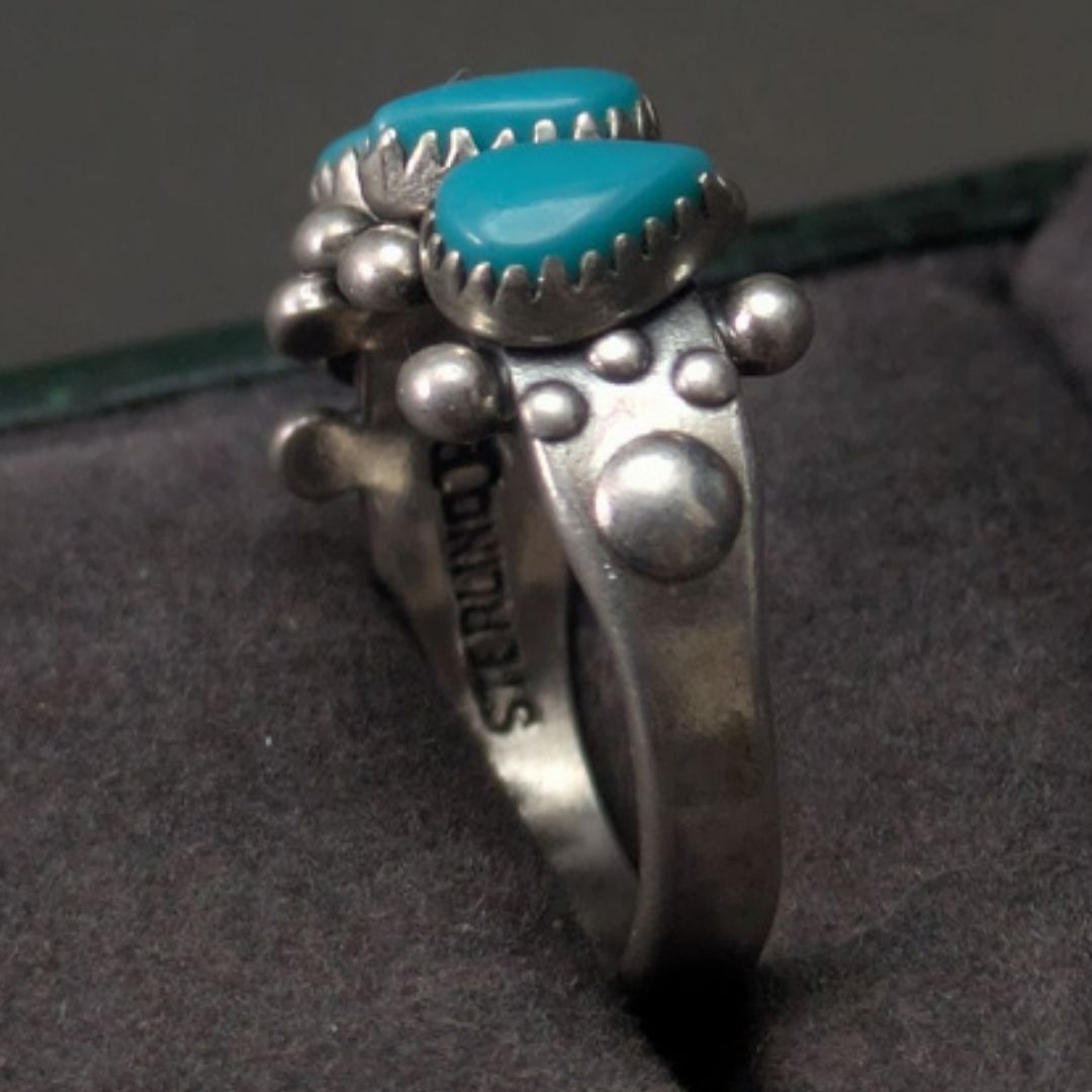 Navajo ナバホ族 ヴィンテージ スターリングシルバー925 ターコイズ 4
