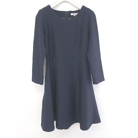 ◇ NATURAL BEAUTY BASIC ナチュラルビューティーベーシック Vネック 長袖 ミニ ワンピース サイズS ネイビー レディース P 【中古】 【1208240005567】