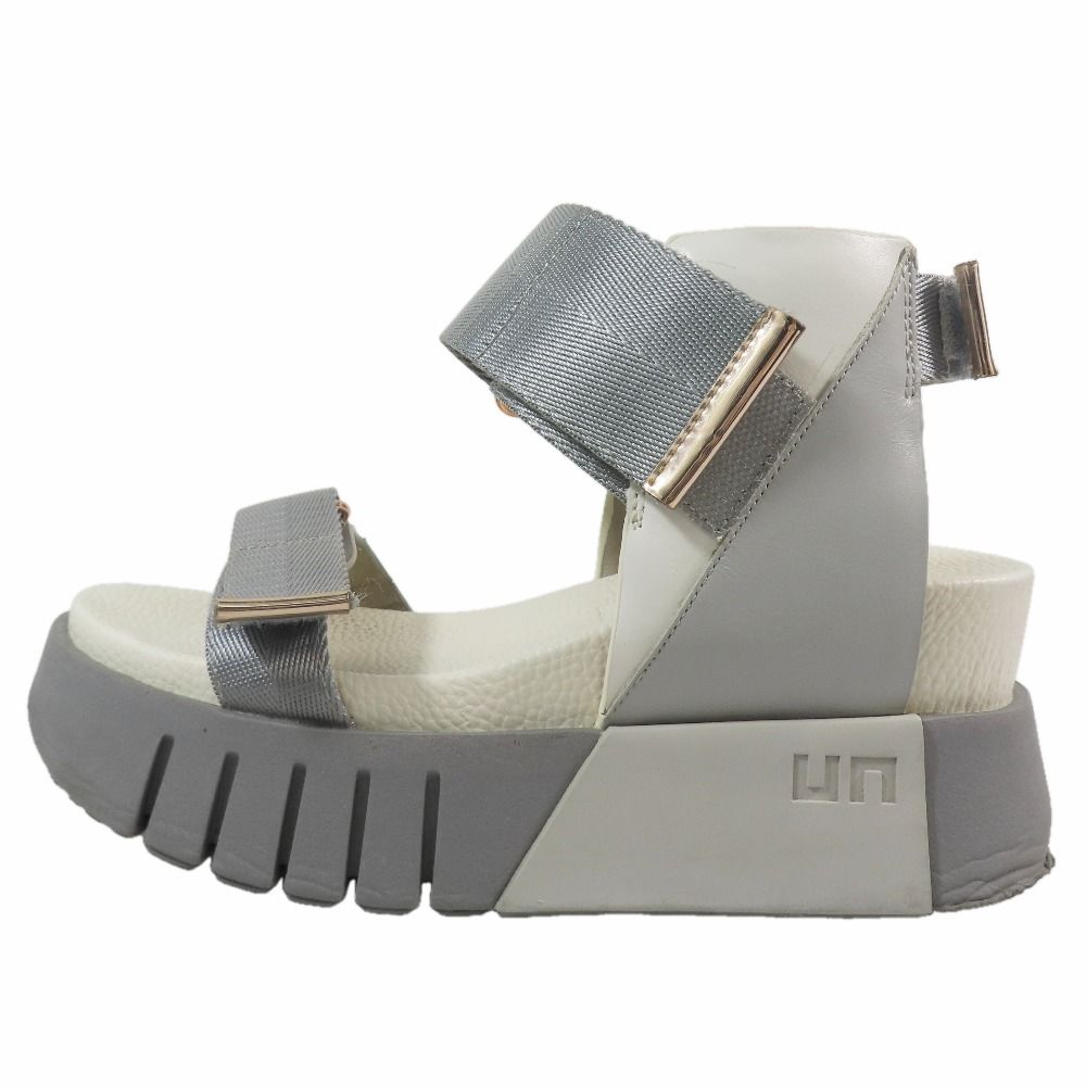 良品 UNITED NUDE ユナイテッドヌード Delta Run サンダル プラットフォーム 厚底 ベルクロストラップ シューズ 35 グレー レディース 古着 中古 USED