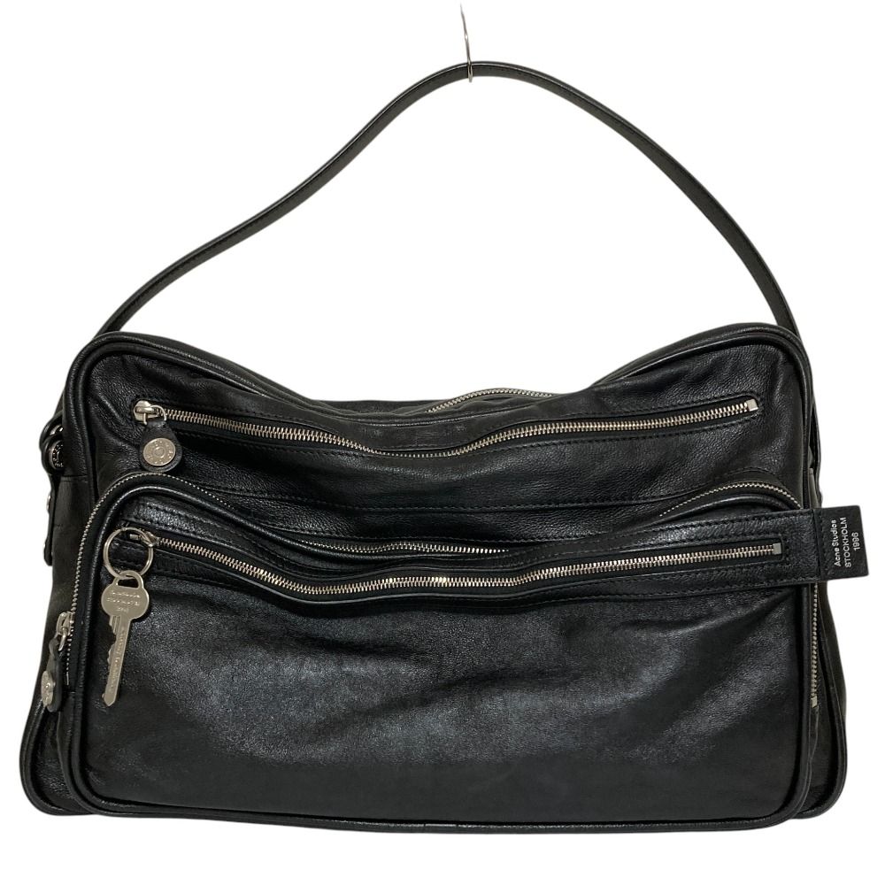 美品 Acne Studios アクネ ストゥディオズ CAMERO CAMERA カメロ 2WAY レザーボストンバッグ ブラック メンズ レディース 古着 中古 USED