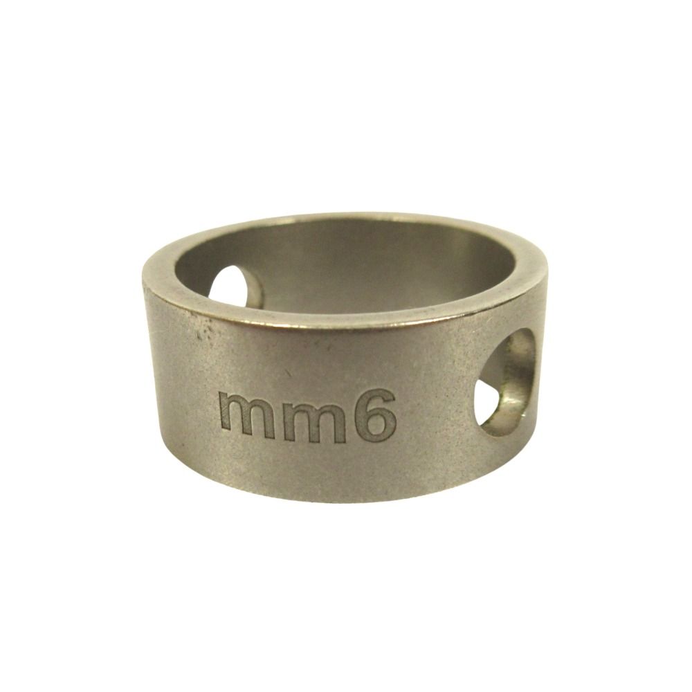 美品 MM6 エムエムシックス Maison Margiela メゾンマルジェラ 5mm カットアウト ワイド リング 指輪 アクセサリー 20.5号 シルバー メンズ 古着 中古 USED