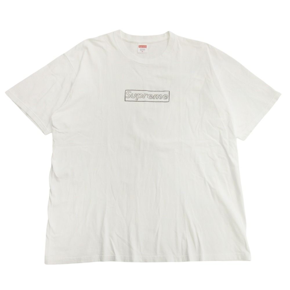 Supreme シュプリーム 21ss Kaws Chalk Logo Tee カウズ チョーク ロゴ Tシャツ カットソー ボックスロゴ XL 白 ホワイト メンズ 古着 中古 USED