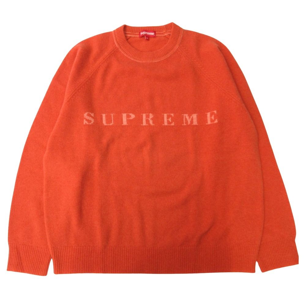 美品 Supreme シュプリーム 20aw Stone Washed Sweater ストーンウォッシュ セーター ニット クルーネック ウール XL オレンジ メンズ 古着 中古 USED