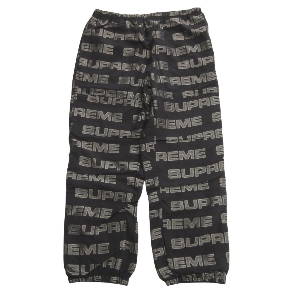 美品 Supreme シュプリーム 21aw Logo Ripstop Track Pant ロゴ リップストップ トラック パンツ 総柄 M 黒 ブラック メンズ 古着 中古 USED