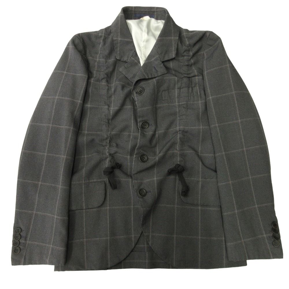 美品 COMME des GARCONS HOMME DEUX コムデギャルソン オムドゥ 22ss ポリ縮絨 シャーリング 4B テーラード ジャケット XS グレー メンズ 古着 中古 USED