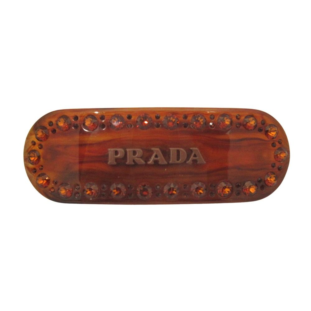 美品 PRADA プラダ バレッタ ヘアアクセサリー ラインストーン