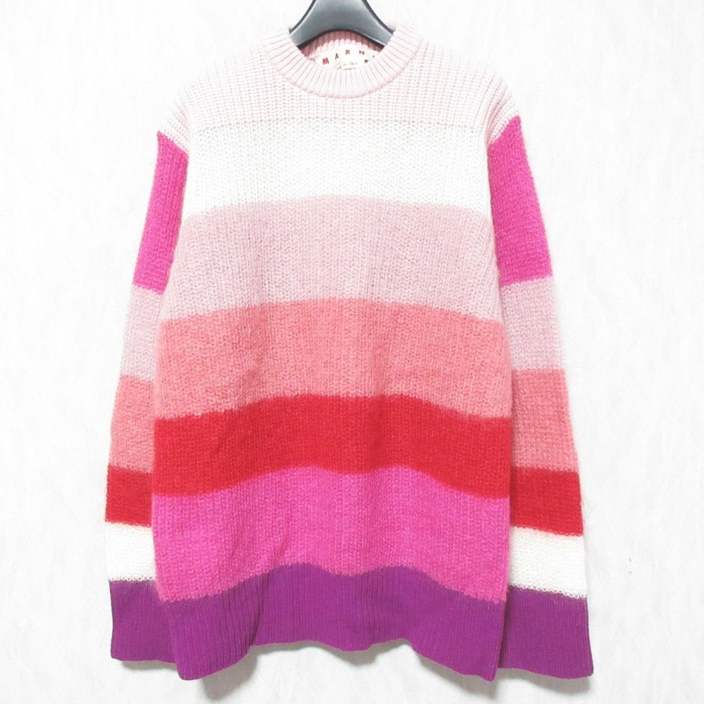 美品 MARNI マルニ マルチボーダー モヘアニット セーター GCMD0216Q1 サイズ36 マルチカラー レディース 古着 中古 USED