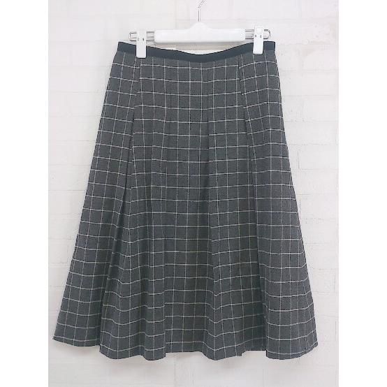 ◇ PLST プラステ チェック 膝下丈 プリーツ スカート サイズ2 グレー ホワイト レディース P 【中古】 【1208250002402】