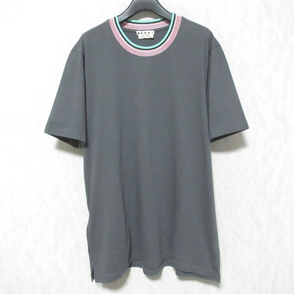 美品 MARNI マルニ ショートスリーブ リブネック Tシャツカットソー サイズ48 グレー メンズ 古着 中古 USED
