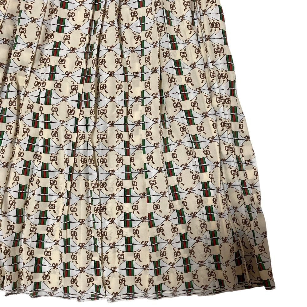 美品 GUCCI グッチ ミケーレ期 ウェブライン GG柄 プリーツスカート 36