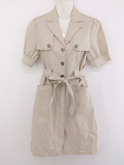 ◇ ◎ First Lady ファーストレディー トレンチ風 五分袖 コート サイズ9 ベージュ系 レディース P 【中古】 【1208260004465】