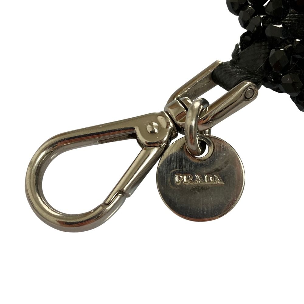 良品 PRADA プラダ ビーズ ベア チャーム キーホルダー ブラック
