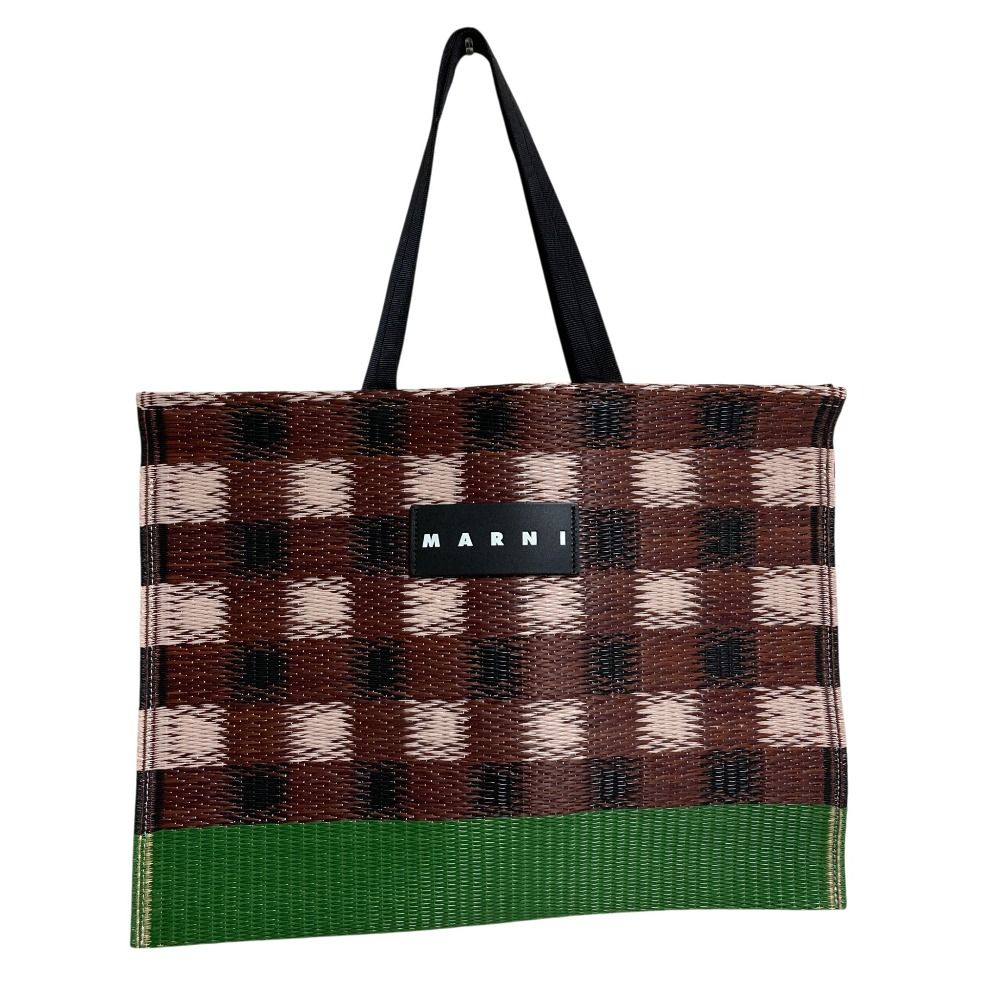 未使用 MARNI マルニ タタミ トートバッグ ブラウン グリーン レディース 古着 中古 USED