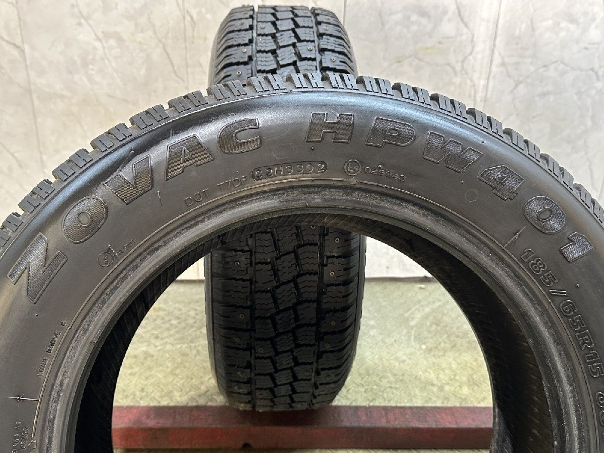 HANKOOK ZOVAC HPW 401 185/65R15 15インチ スパイクタイヤ 2本 バリ溝 マカロニピン ノート デミオ フリード MAZDA2等　(KTD752)