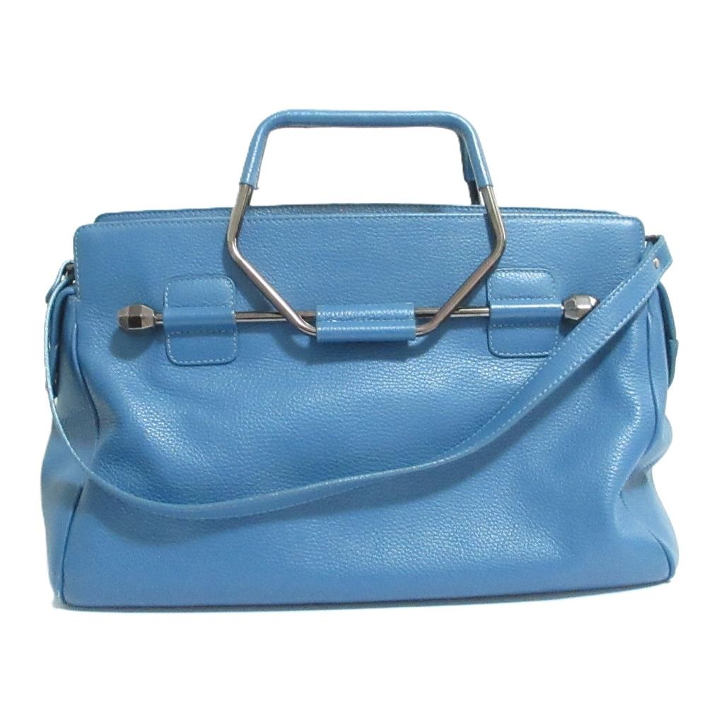 良品 VIKTOR&ROLF ヴィクターアンドロルフ レザーハンドバッグ ブルー メンズ レディース 古着 中古 USED