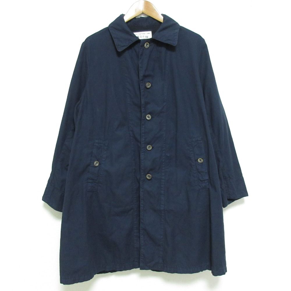 良品 YUKI COTTON 45rpm ユキコットン コットン ステンカラーコート サイズ2 ネイビー メンズ 古着 中古 USED