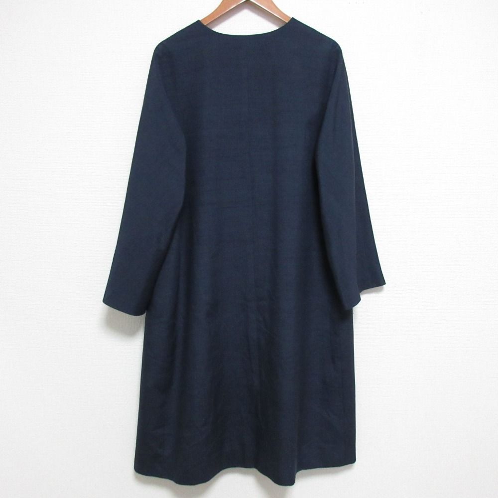 美品 YOSHIE INABA ヨシエイナバ シルク100％ ノーカラーコート サイズ