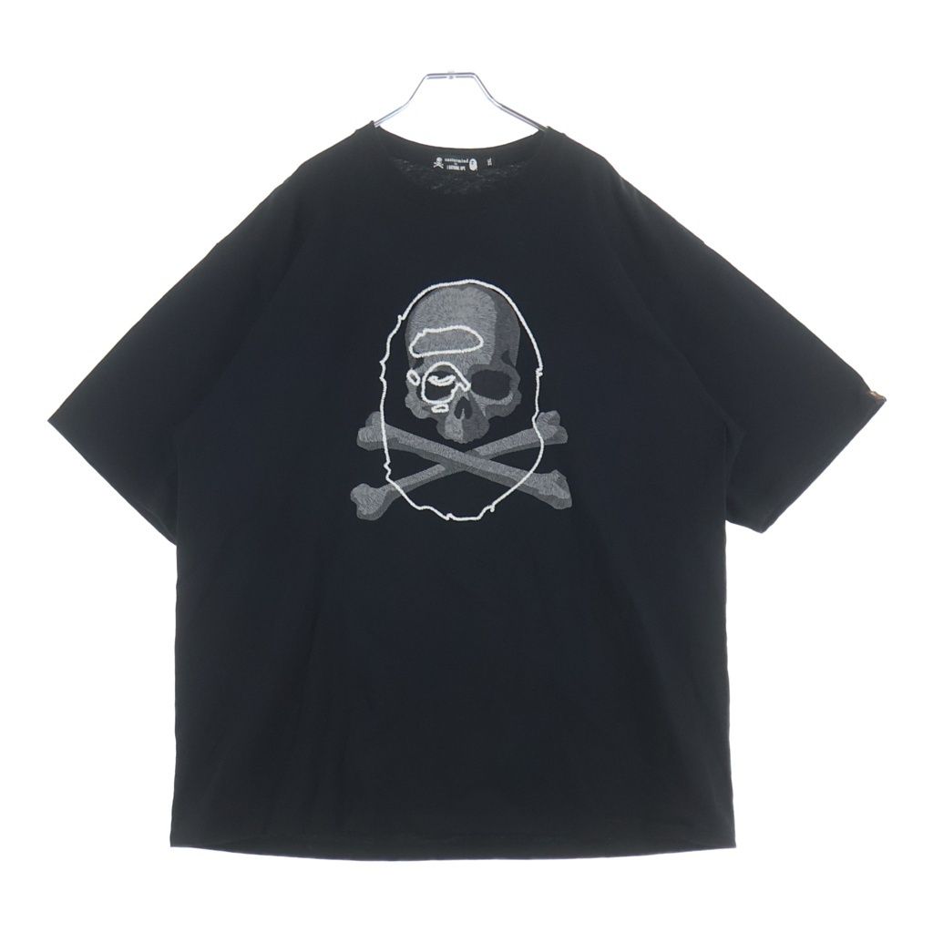 A BATHING APE (アベイシングエイプ) ×MASTERMIND マスターマインド スカル 両面プリントロゴプリント コットン クルーネック 半袖Tシャツ カットソー ブラック