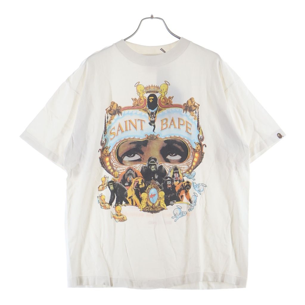 SAINT MICHAEL (セントマイケル) 25AW ×GENERATION BAPE SS TEE アベイシングエイプ ジェネレイションベイプ 両面プリント 半袖Tシャツ カットソー ホワイト SM-HR1-0000-C36