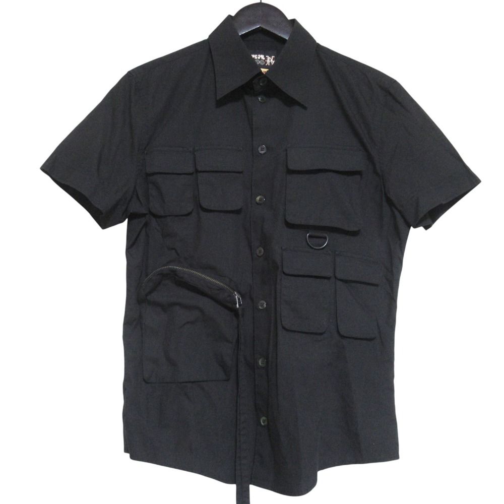 美品 JPG Jean Paul Gaultier ジャンポールゴルチエ 半袖 ユーティリティ シャツ サイズ48 ブラック メンズ 古着 中古 USED