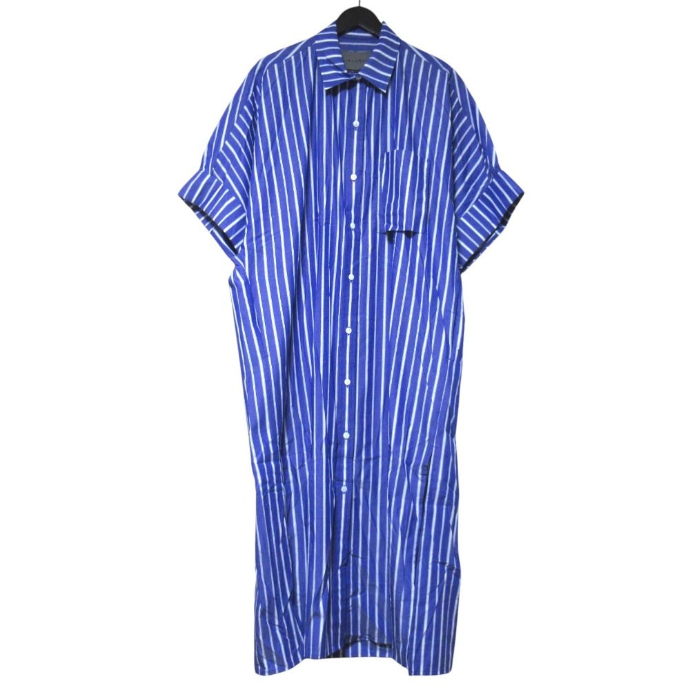 未使用 25AW LIBERADD リベラド LONG SHIRT DRESS ストライプ柄 ロング丈 シャツ ドレス ワンピース ブルー×ホワイト レディース 古着 中古 USED