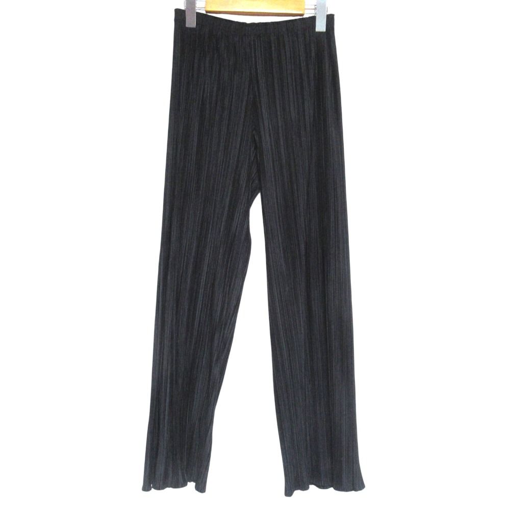 美品 PLEATS PLEASE ISSEY MIYAKE プリーツプリーズ イッセイミヤケ プリーツ イージパンツ PP23-JF805 サイズ2 ブラック レディース 古着 中古 USED