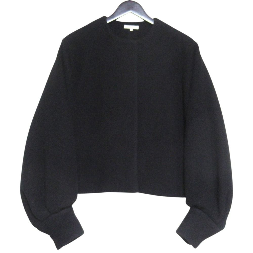 美品 23AW yori ヨリ エアリーパフショートコート ノーカラージャケット サイズ38 ブラック レディース 古着 中古 USED 10,217円