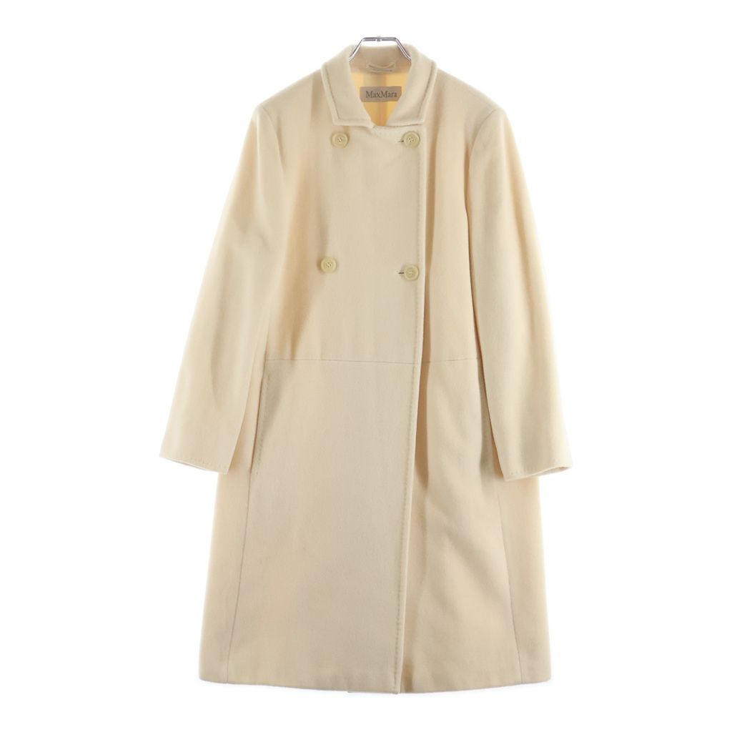 Max Mara (マックスマーラ) カシミヤ混 ウール ダブルブレスト チェスターコート アイボリー