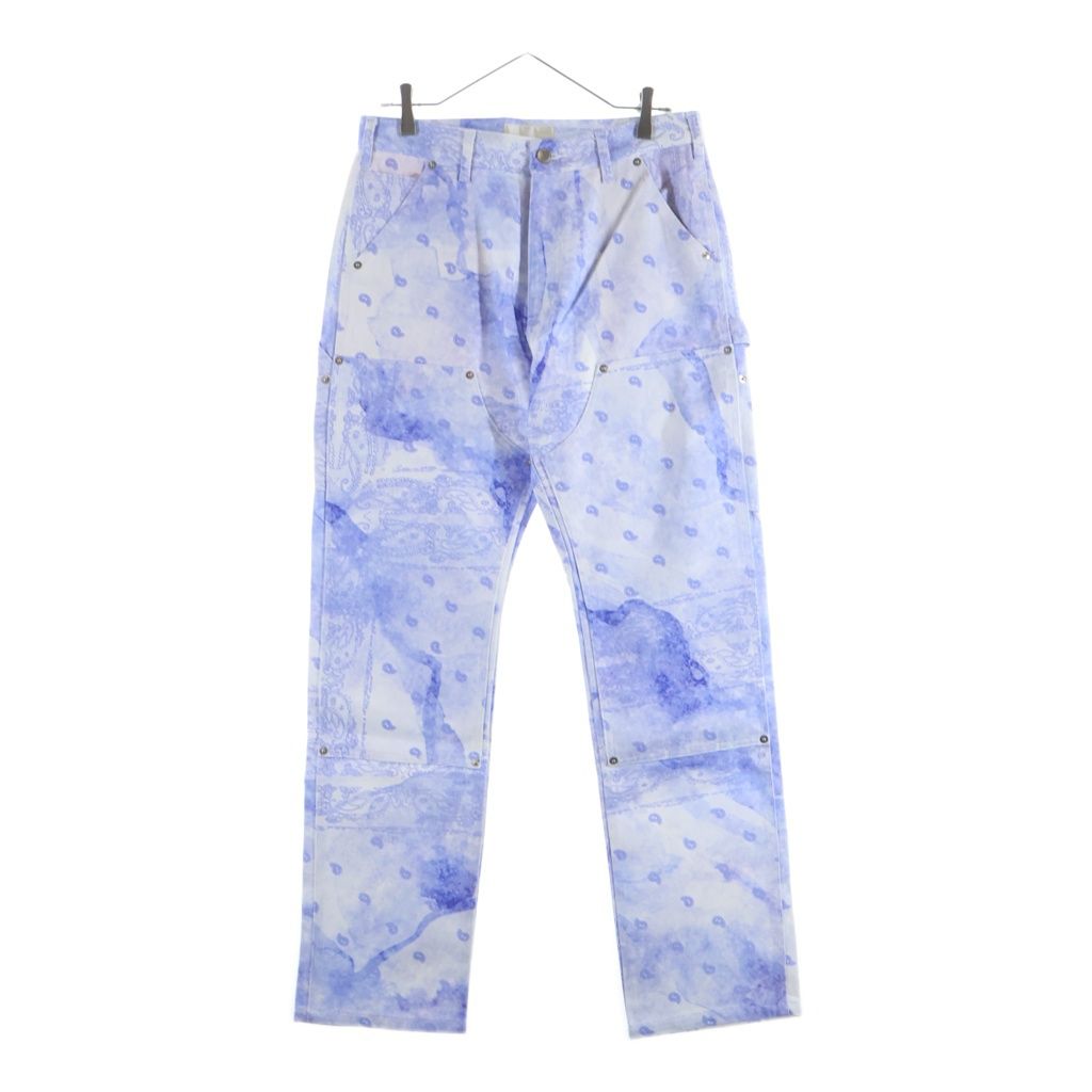 THE WORLD IS YOURS (ザ ワールド イズ ユアーズ) Paisley Pants ペイズリー総柄ダブルニーワークパンツ カーペンターパンツ パープル 3AW21-CL-WPPA-MA