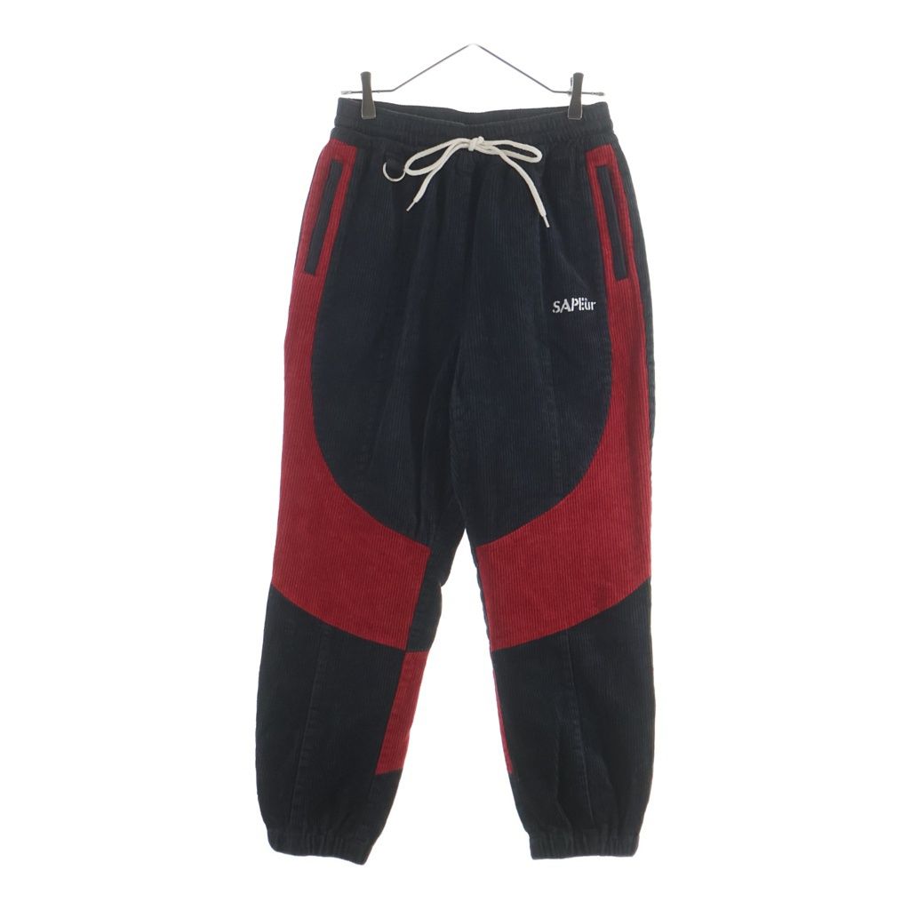 SAPEur (サプール) CORDUROY TRACK PANTS コーデュロイ イージートラックパンツ ブラック/レッド A0023-488