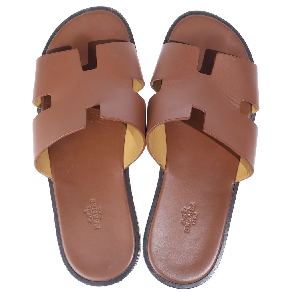 HERMES (エルメス) イズミール Hロゴ レザー フラットサンダル