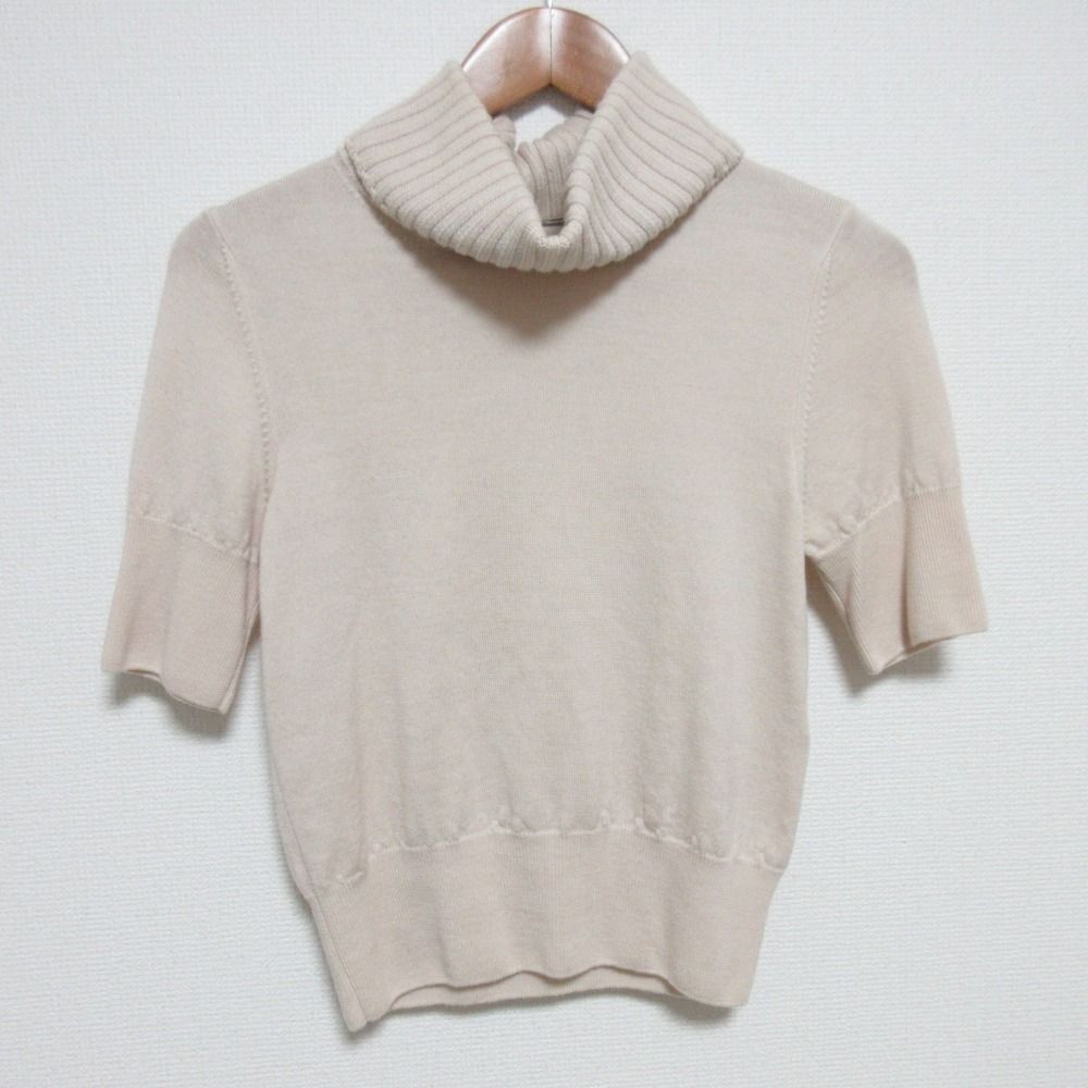 Cruciani クルチアーニ リブ タートルネック ショートスリーブ ウール ニット カットソー サイズ38 アイボリー レディース 古着 中古 USED