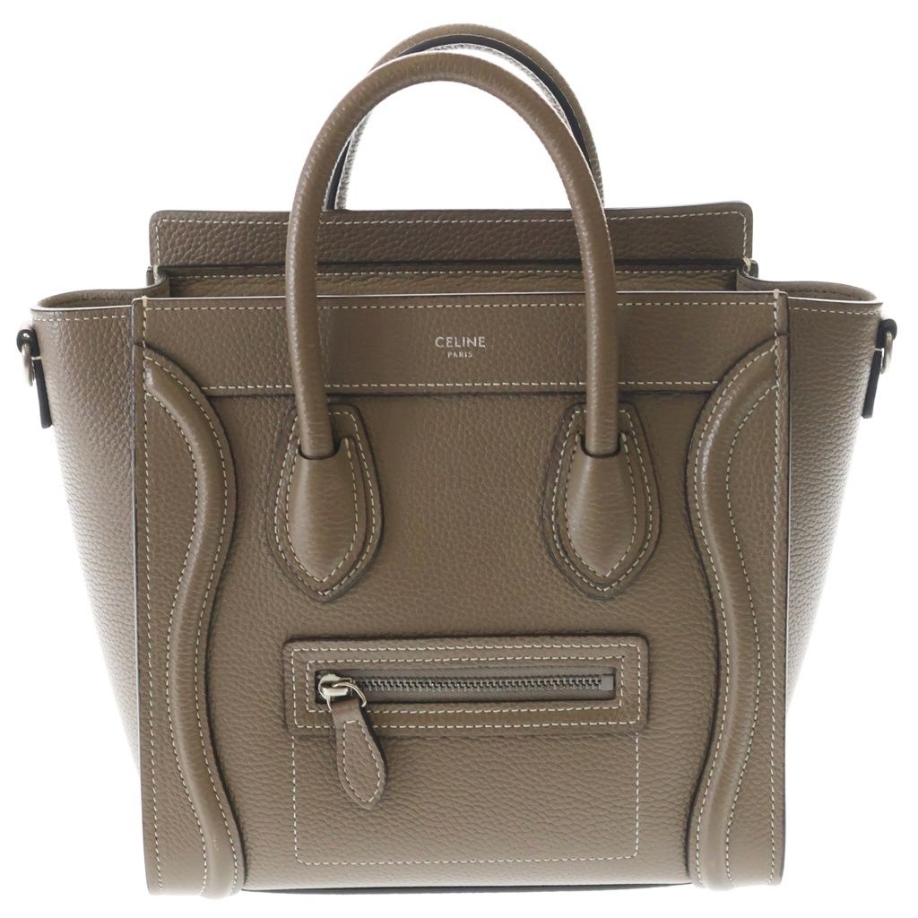 CELINE (セリーヌ) ラゲージ ナノ ショッパー 2WAYバッグ ハンドバッグ ショルダーバッグ ブラウン レザー シルバー金具