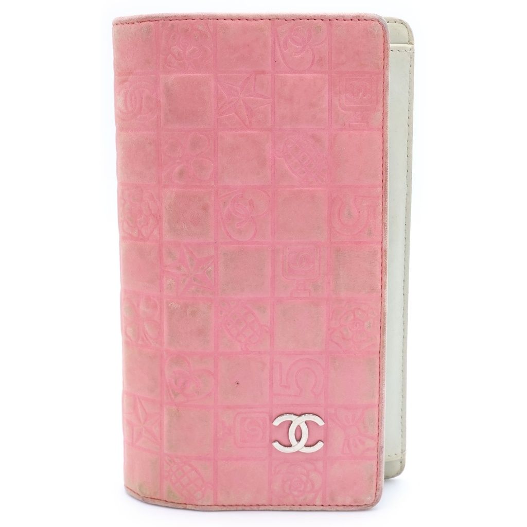 CHANEL (シャネル) アイコンライン ココマーク レザーウォレット 長財布 ピンク