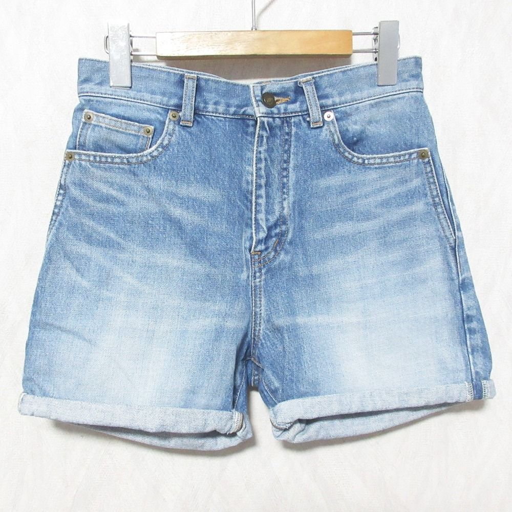 美品 SAINT LAURENT PARIS サンローランパリ ショートデニムパンツ 469091 サイズ24 ブルー レディース 古着 中古 USED