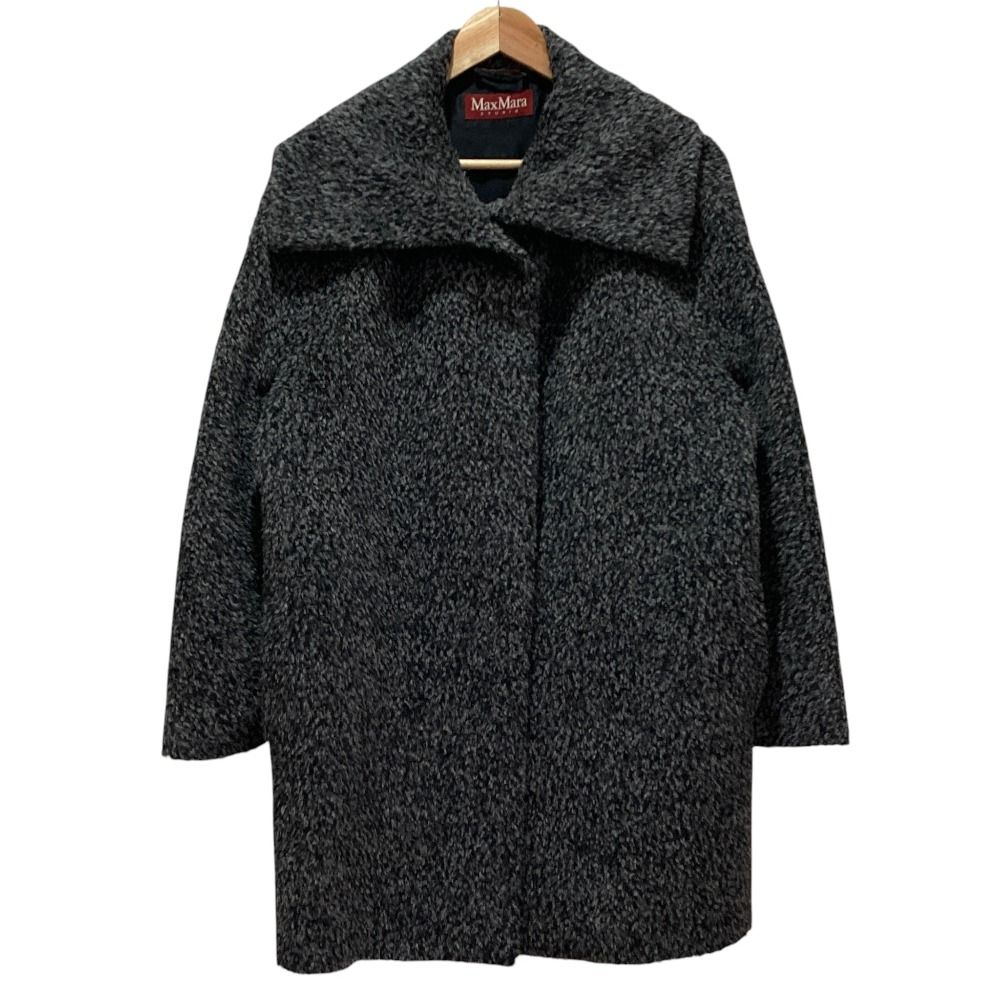 美品 Max Mara Studio マックスマーラ ステュディオ アルパカシャギーコート グレー 40 ブラック レディース 古着 中古 USED
