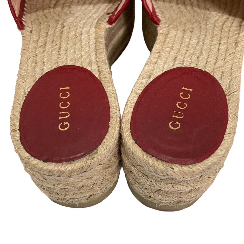 良品 GUCCI グッチ GGマーモント レザー ウェッジソールサンダル