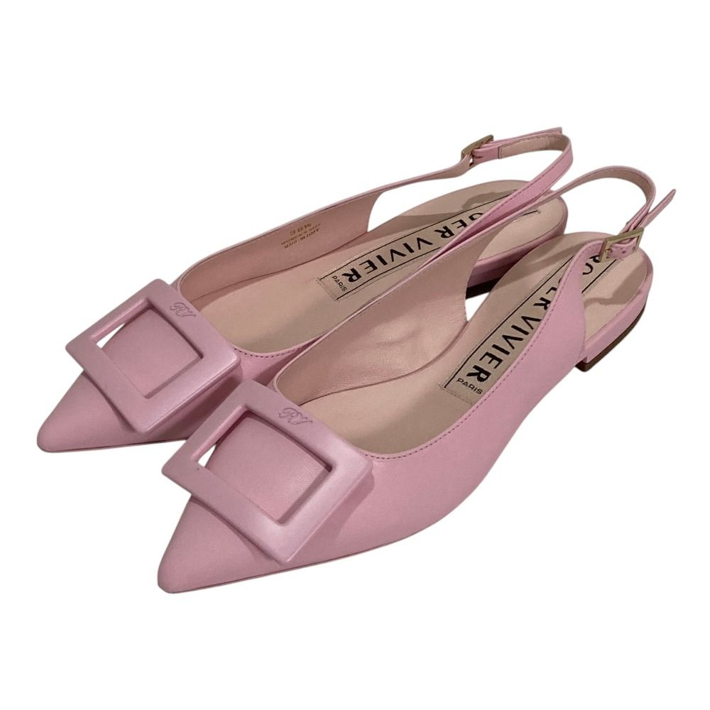 美品 Roger Vivier ロジェヴィヴィエ スリングバック ポインテッドトゥ バレエパンプス サイズ36.5 23.5cm程度 ピンク レディース 古着 中古 USED